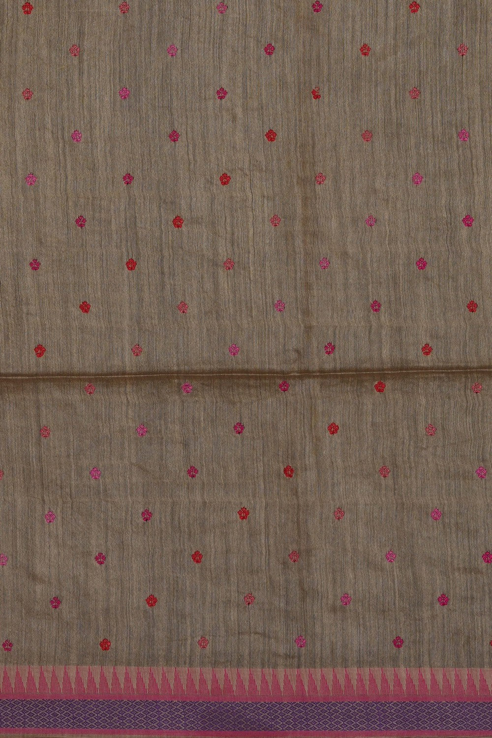 Image of Beige Tussar Silk Embroidery Saree
