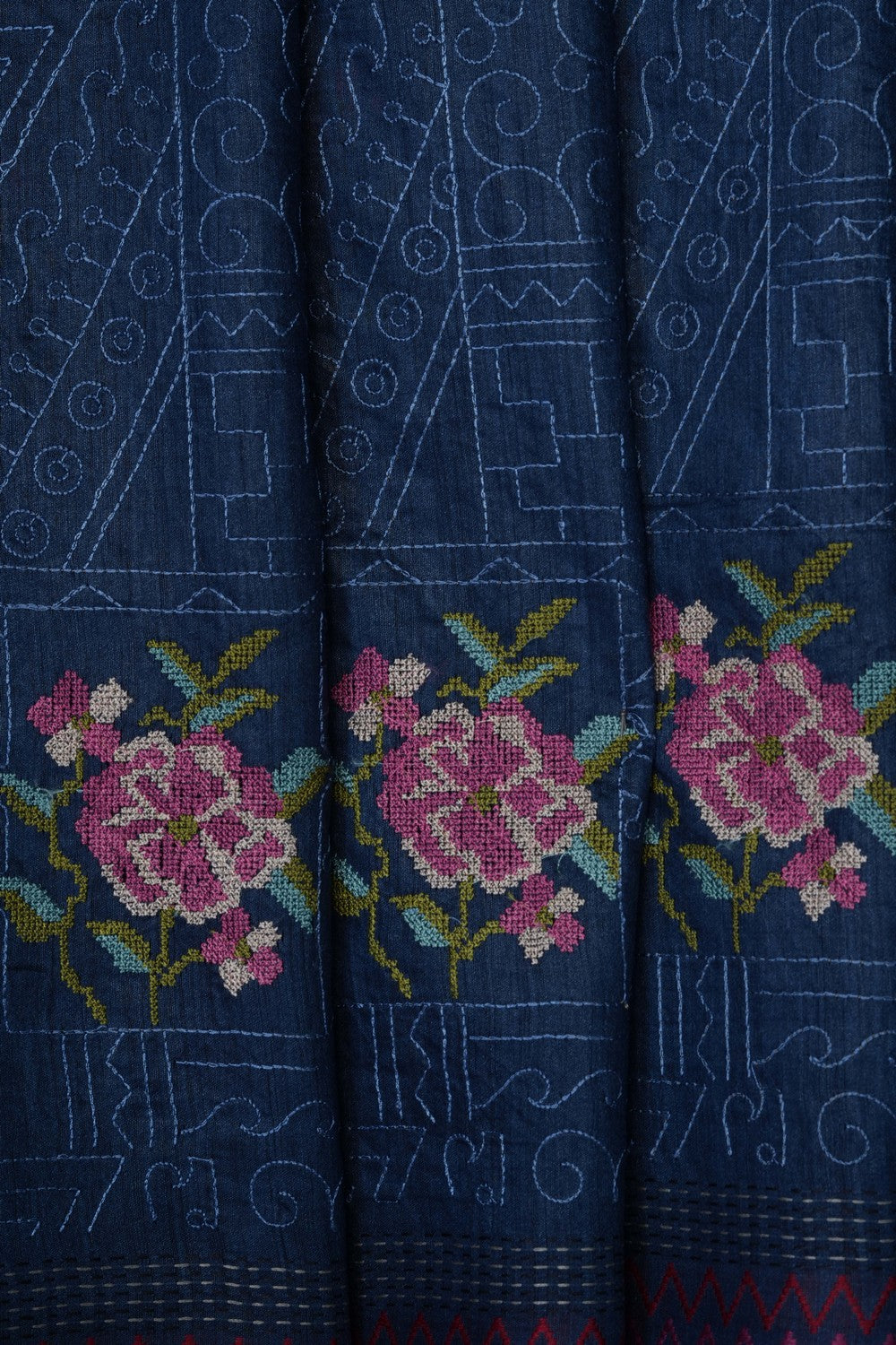 Image of Blue Desi Tussar Silk Saree