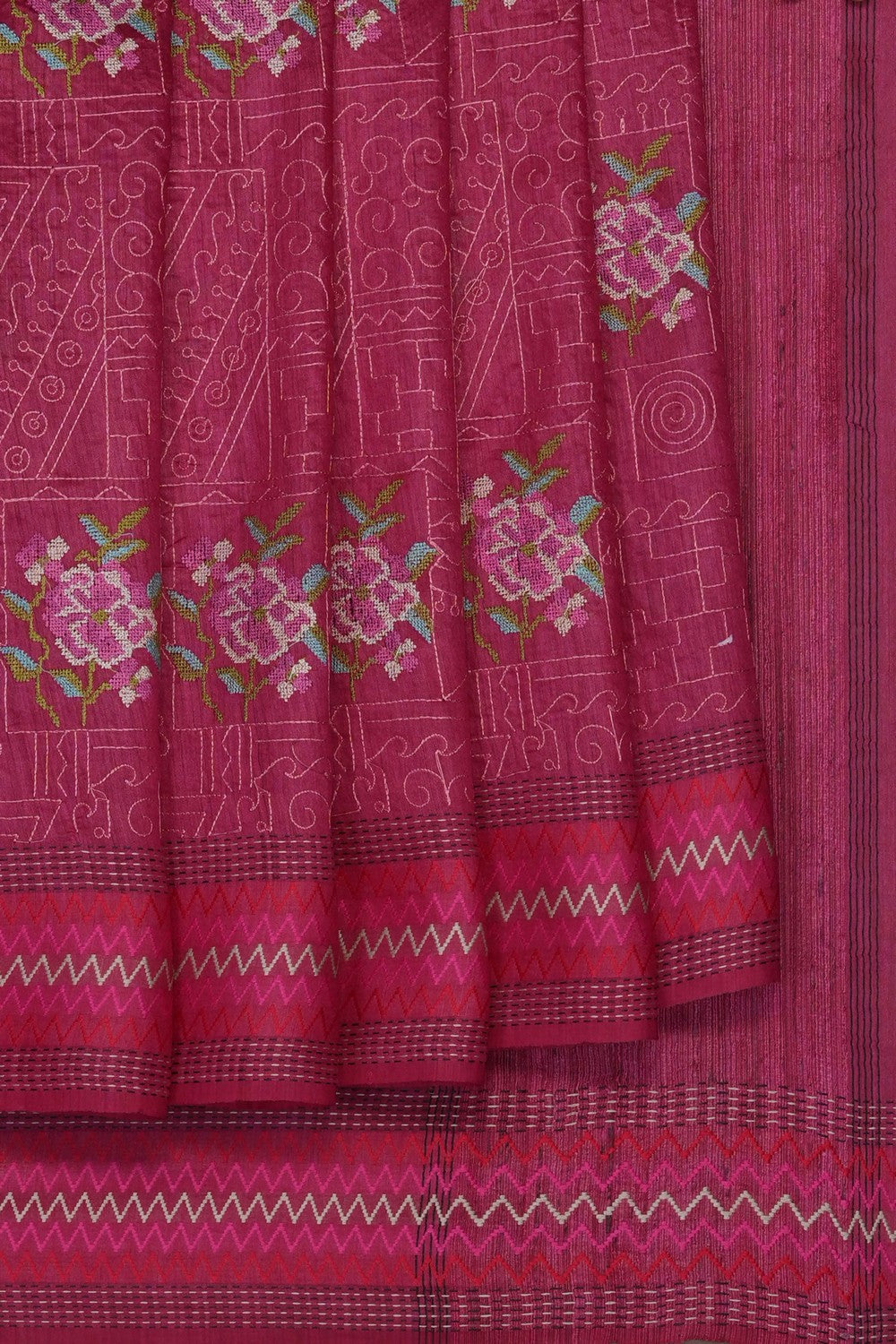 Image of Pink Desi Tussar Silk Saree
