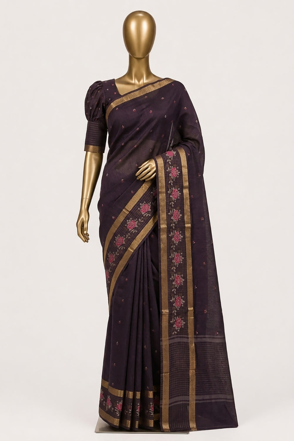 Image of Brown Linen Saree