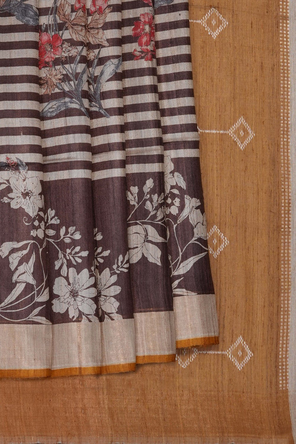 Image of Brown Desi Tussar Silk Saree