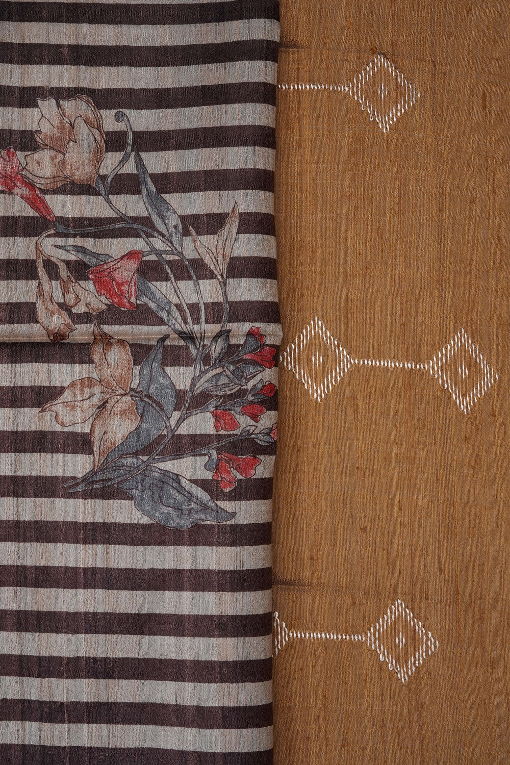 Image of Brown Desi Tussar Silk Saree