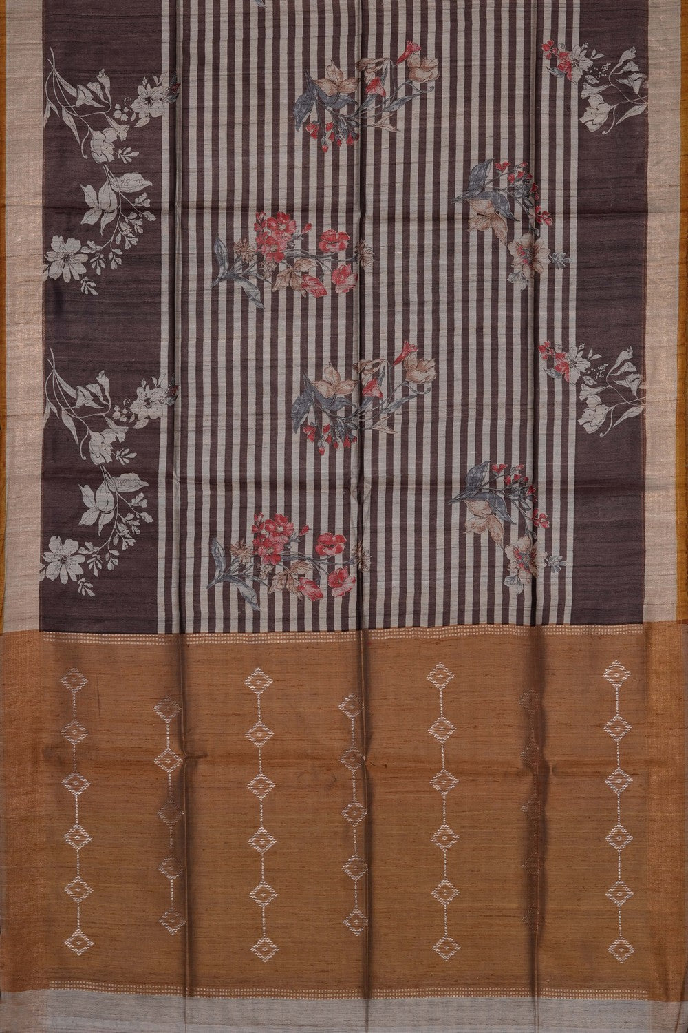 Image of Brown Desi Tussar Silk Saree