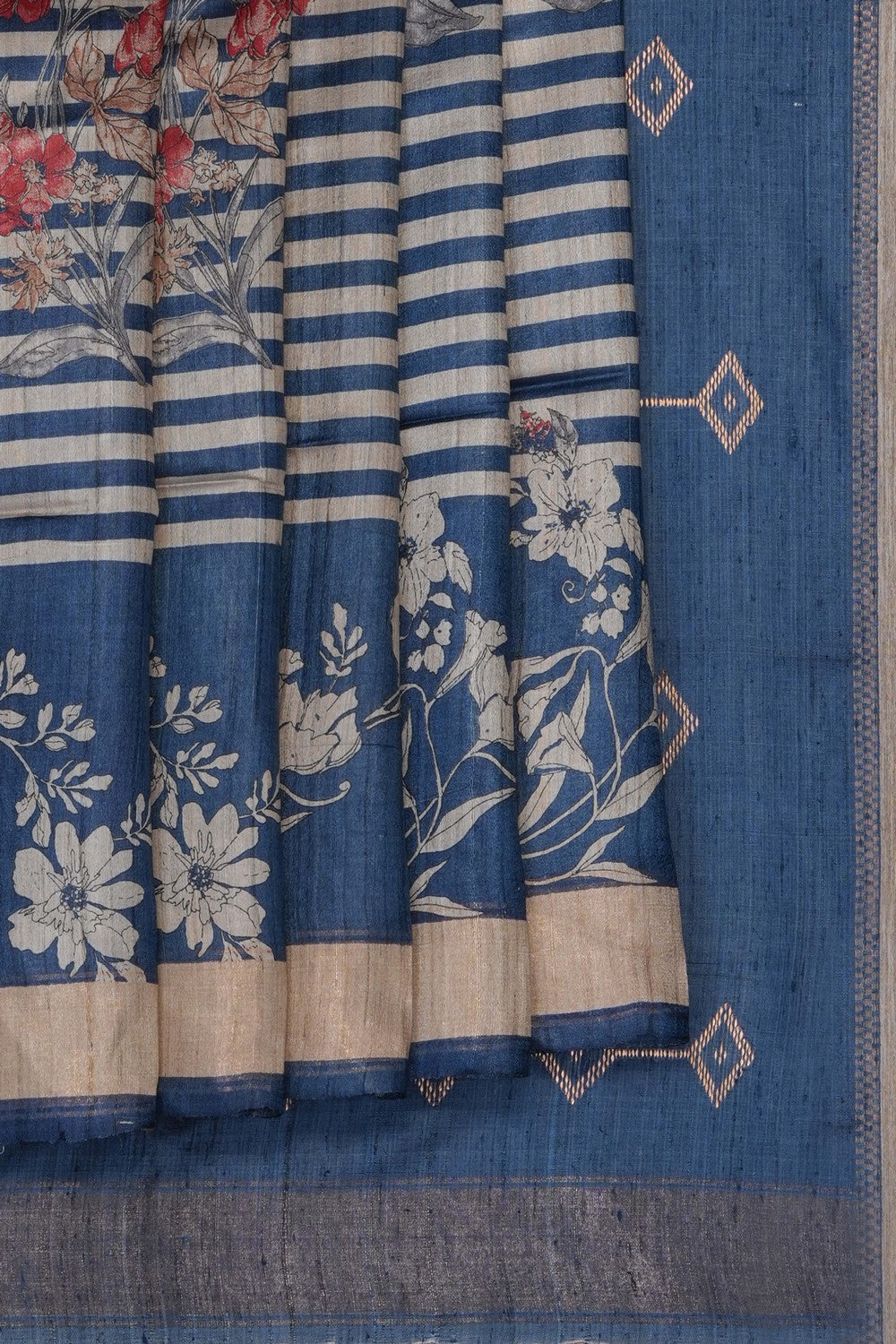 Image of Grey Desi Tussar Silk Saree