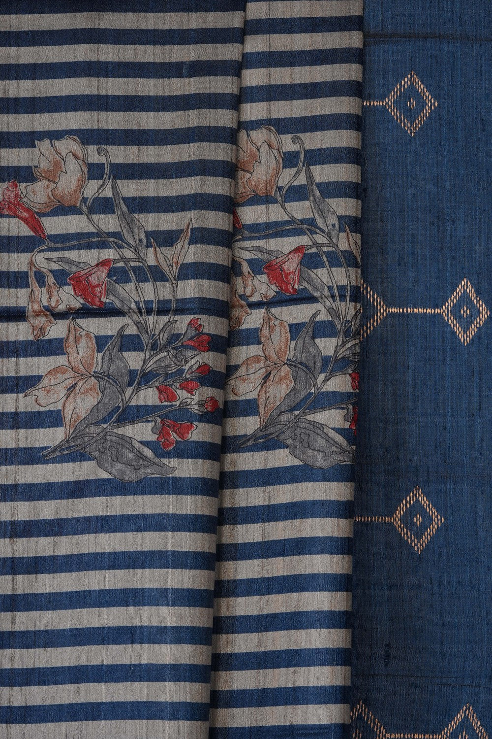Image of Grey Desi Tussar Silk Saree