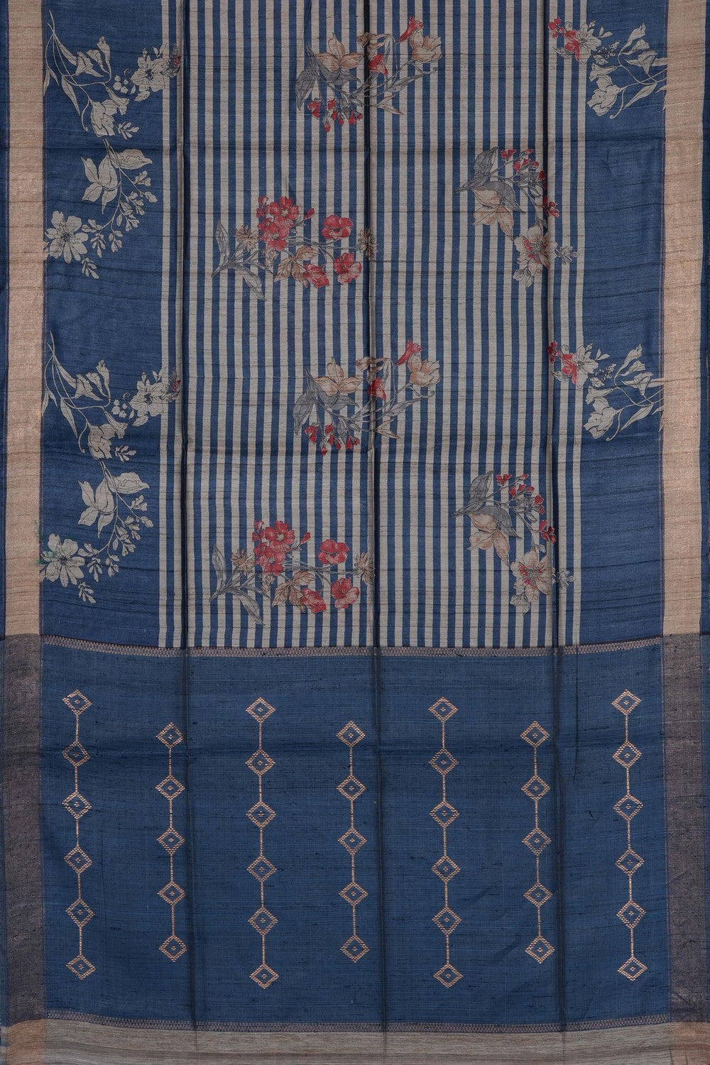 Image of Grey Desi Tussar Silk Saree