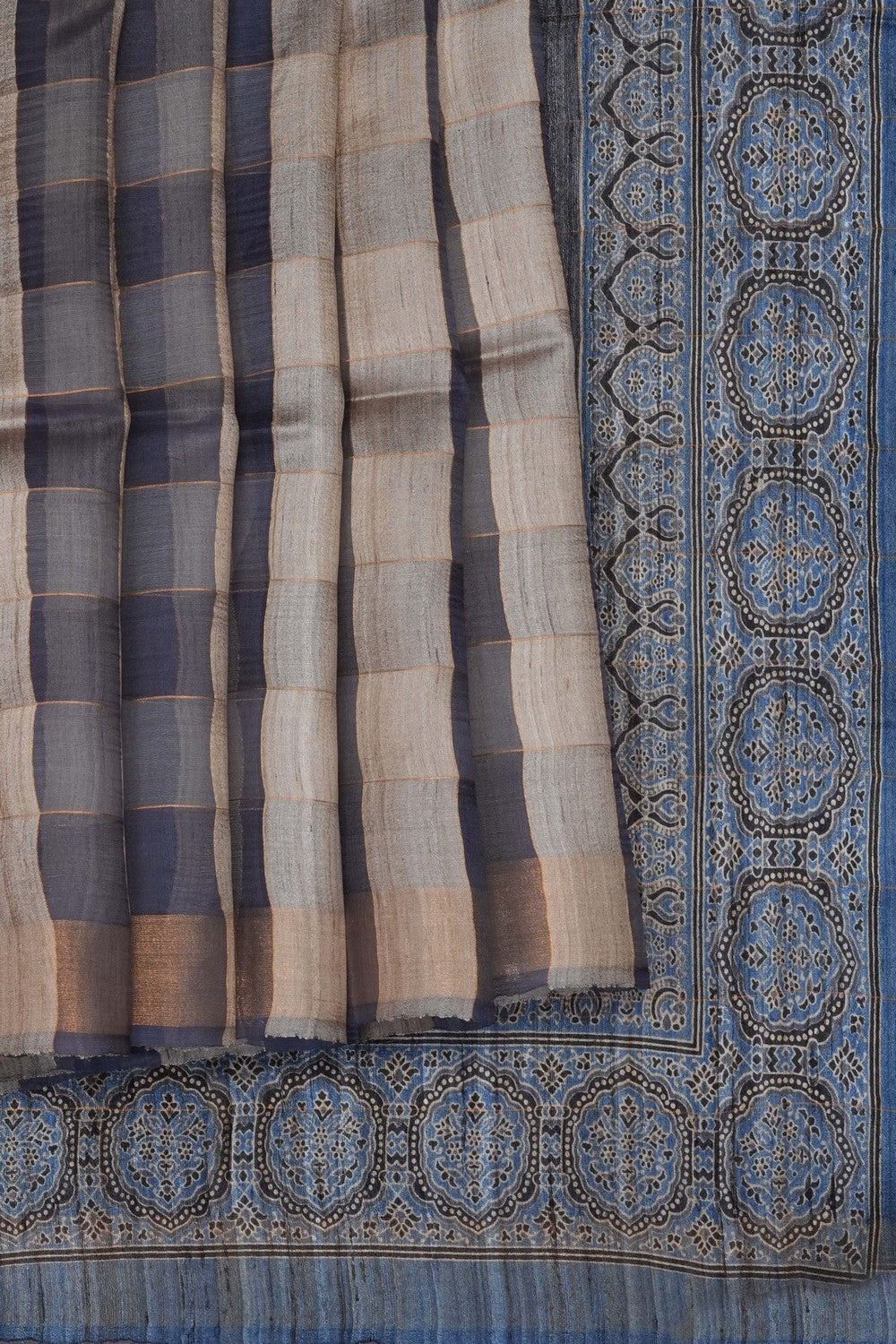 Image of Beige Tussar Silk Saree