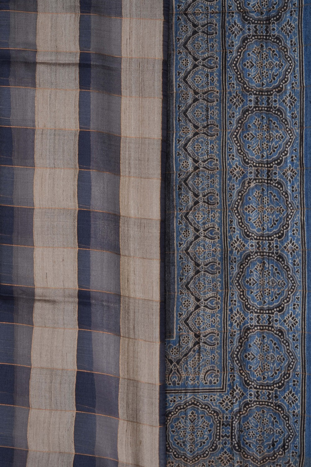 Image of Beige Tussar Silk Saree
