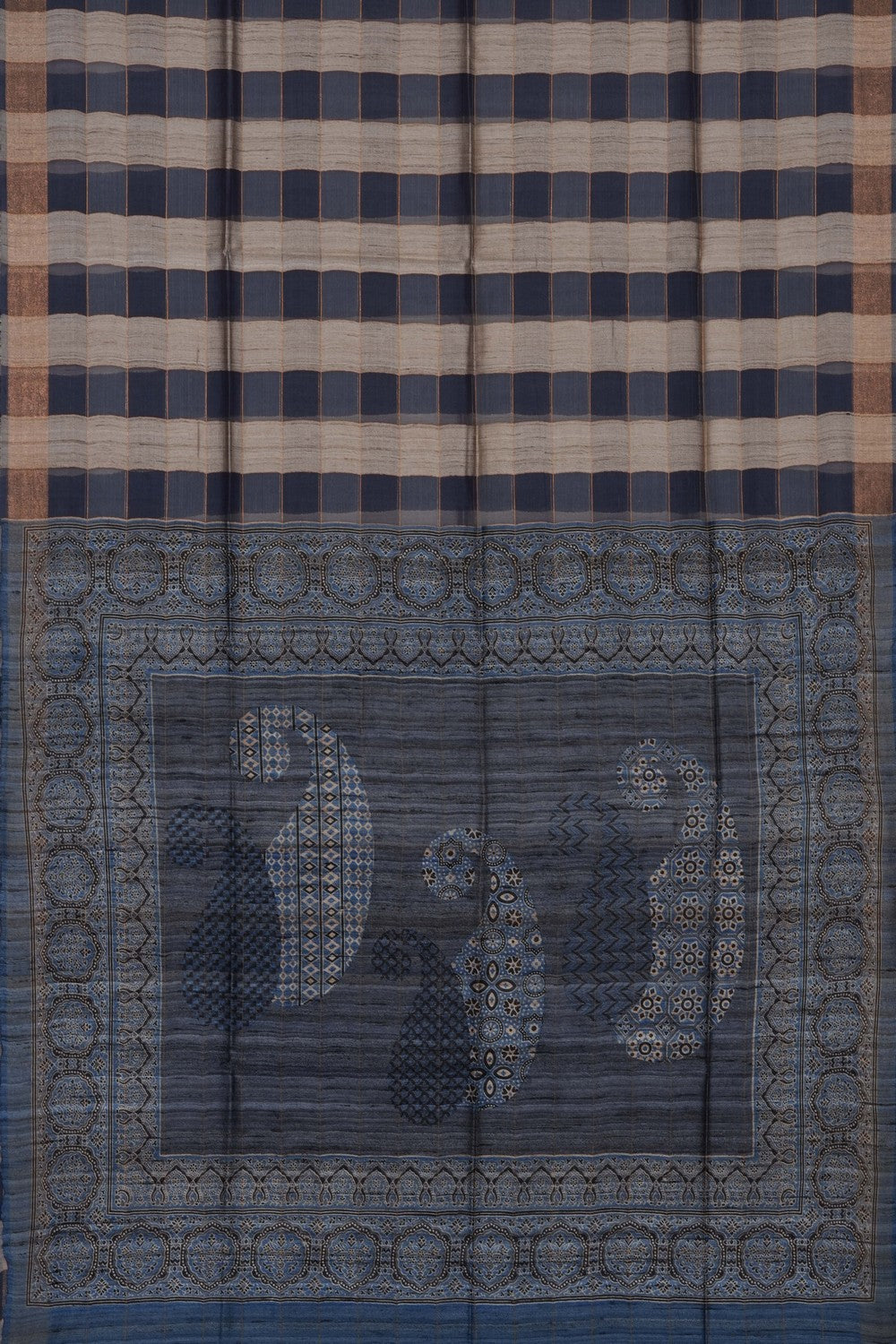 Image of Beige Tussar Silk Saree