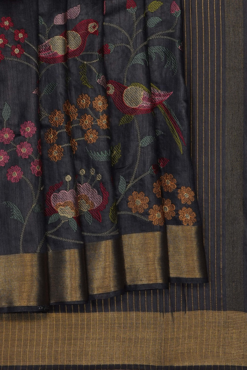 Image of Black Desi Tussar Silk Saree