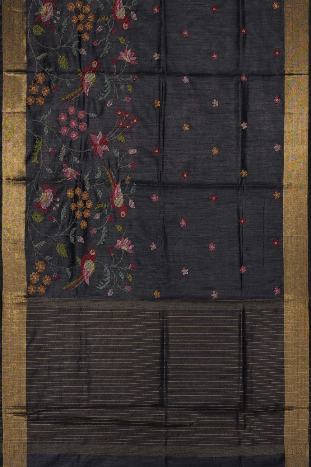 Image of Black Desi Tussar Silk Saree