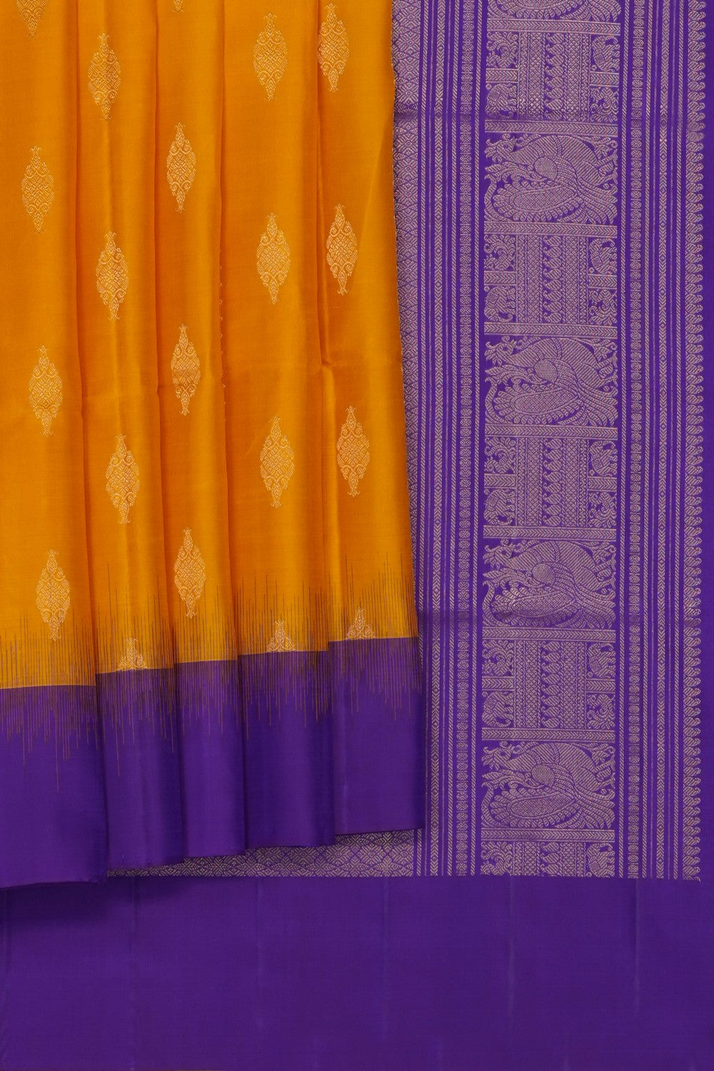 Image of Mustard Pure Silk Saree