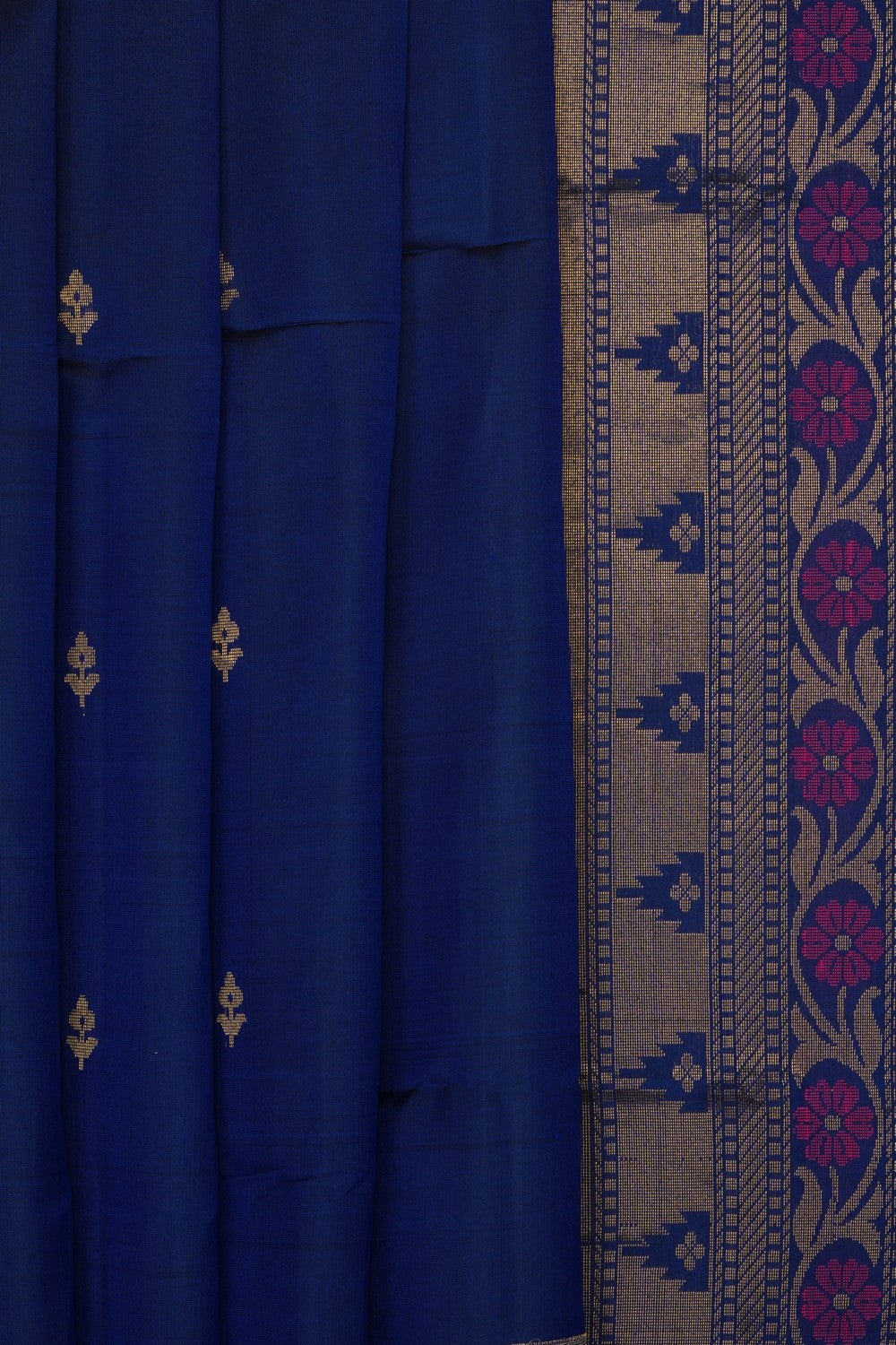 Image of Navy Blue Pure Silk Saree