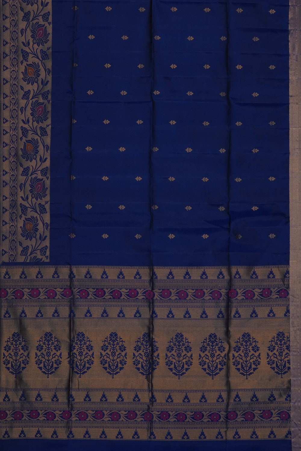 Image of Navy Blue Pure Silk Saree