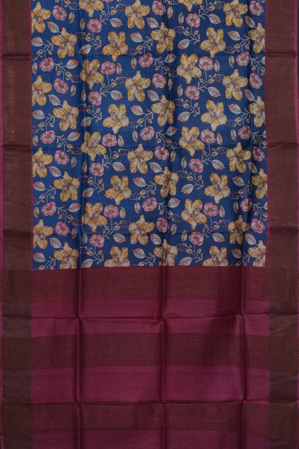 Image of Blue Desi Tussar Silk Saree