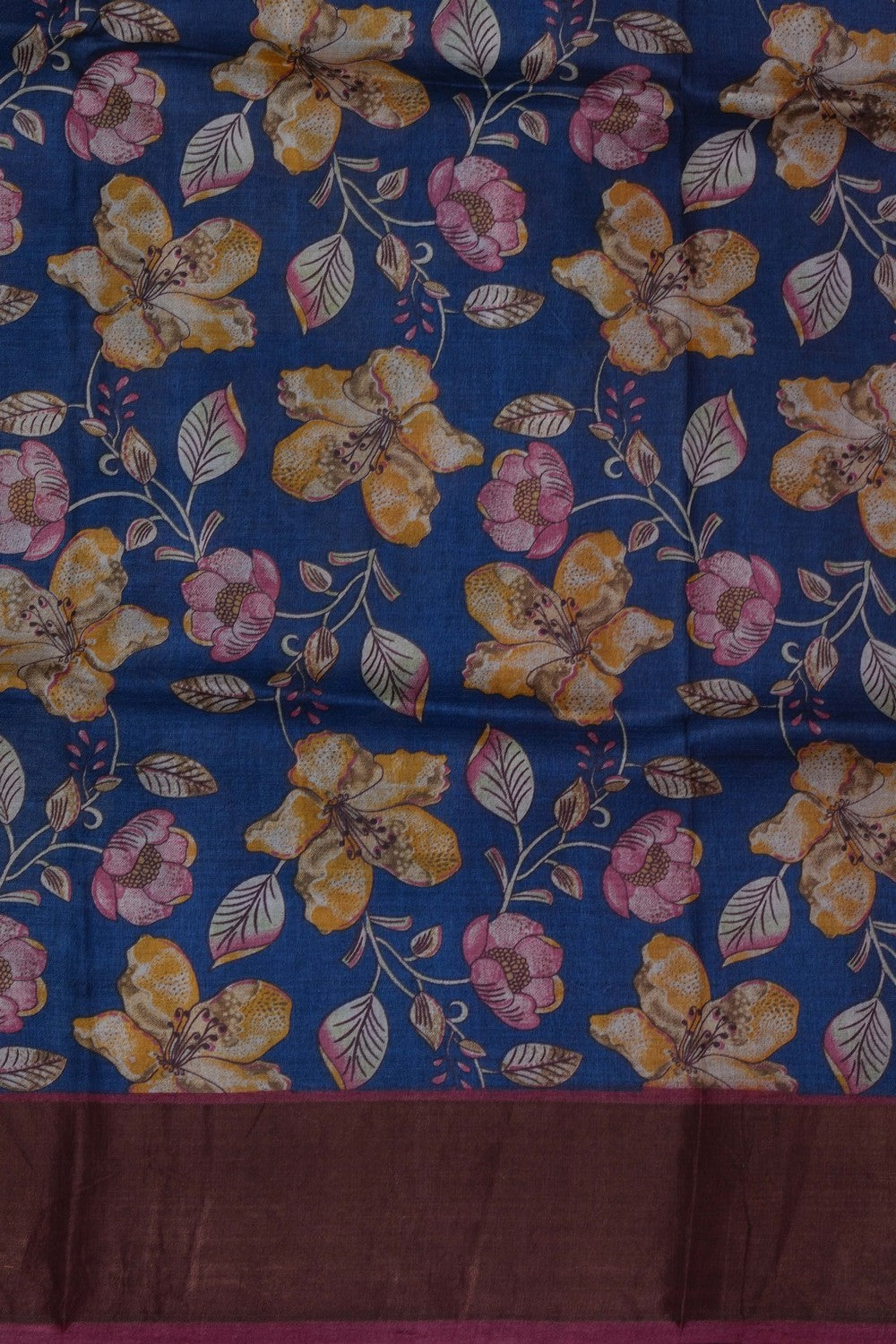 Image of Blue Desi Tussar Silk Saree