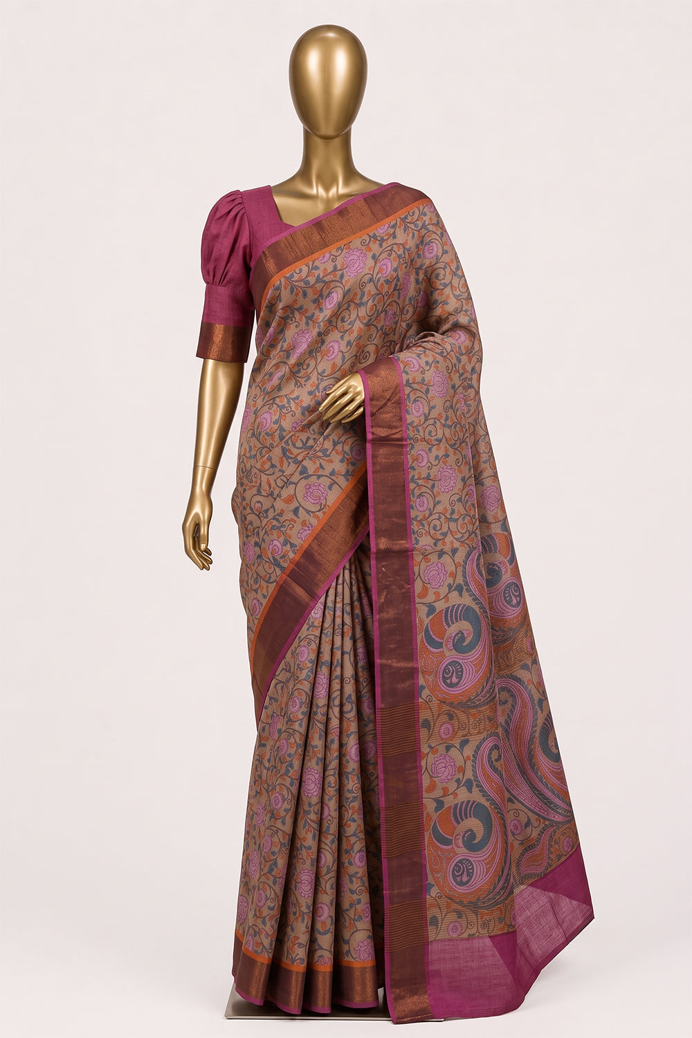 Image of Pink Desi Tussar Silk Saree