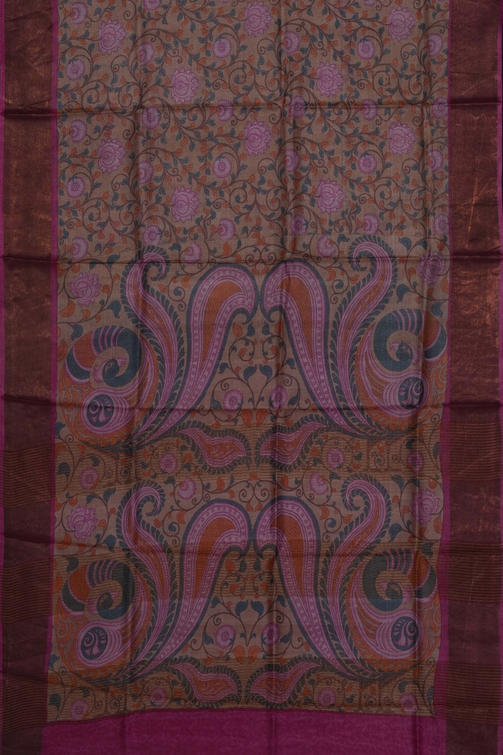 Image of Pink Desi Tussar Silk Saree