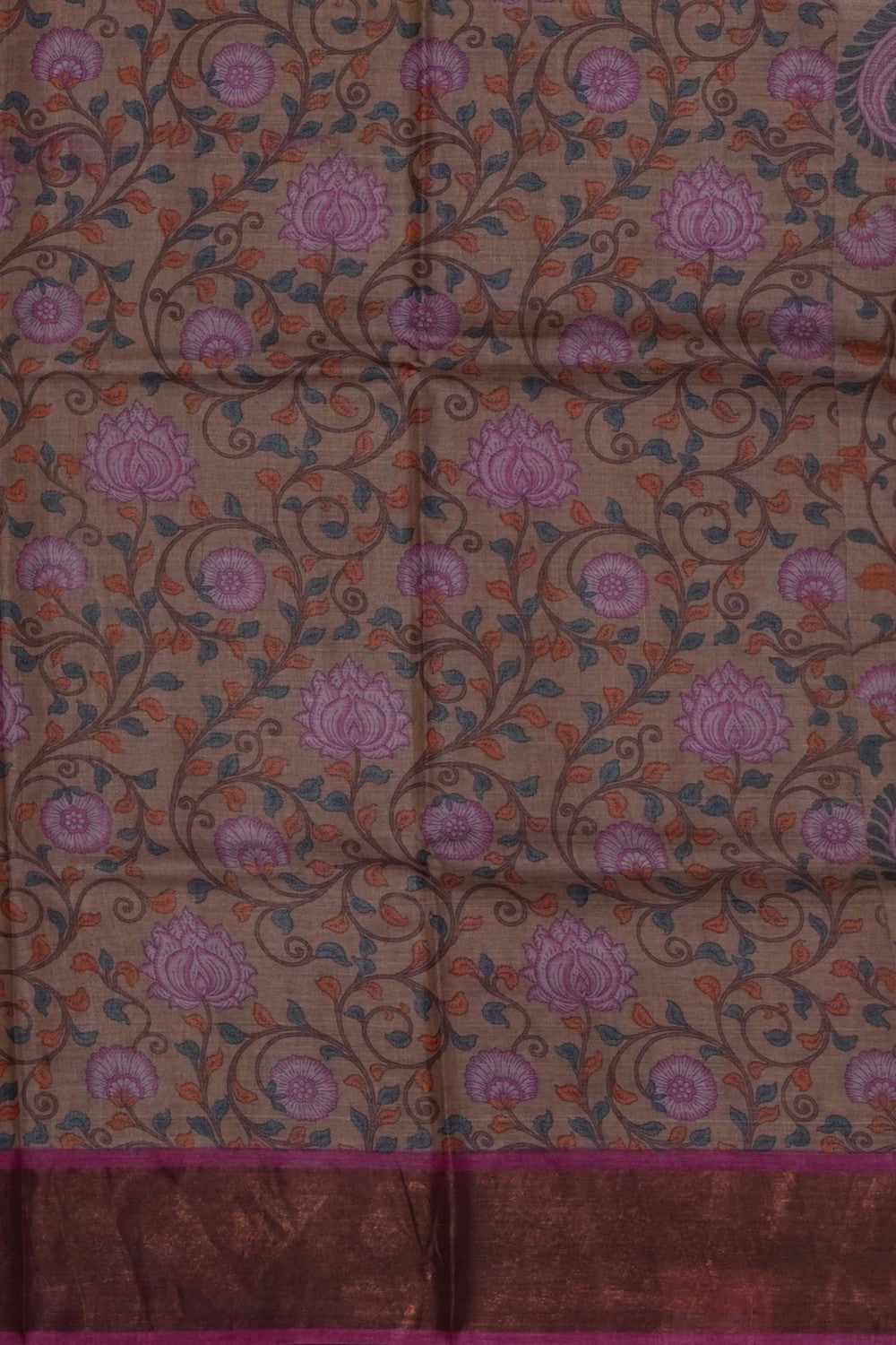 Image of Pink Desi Tussar Silk Saree