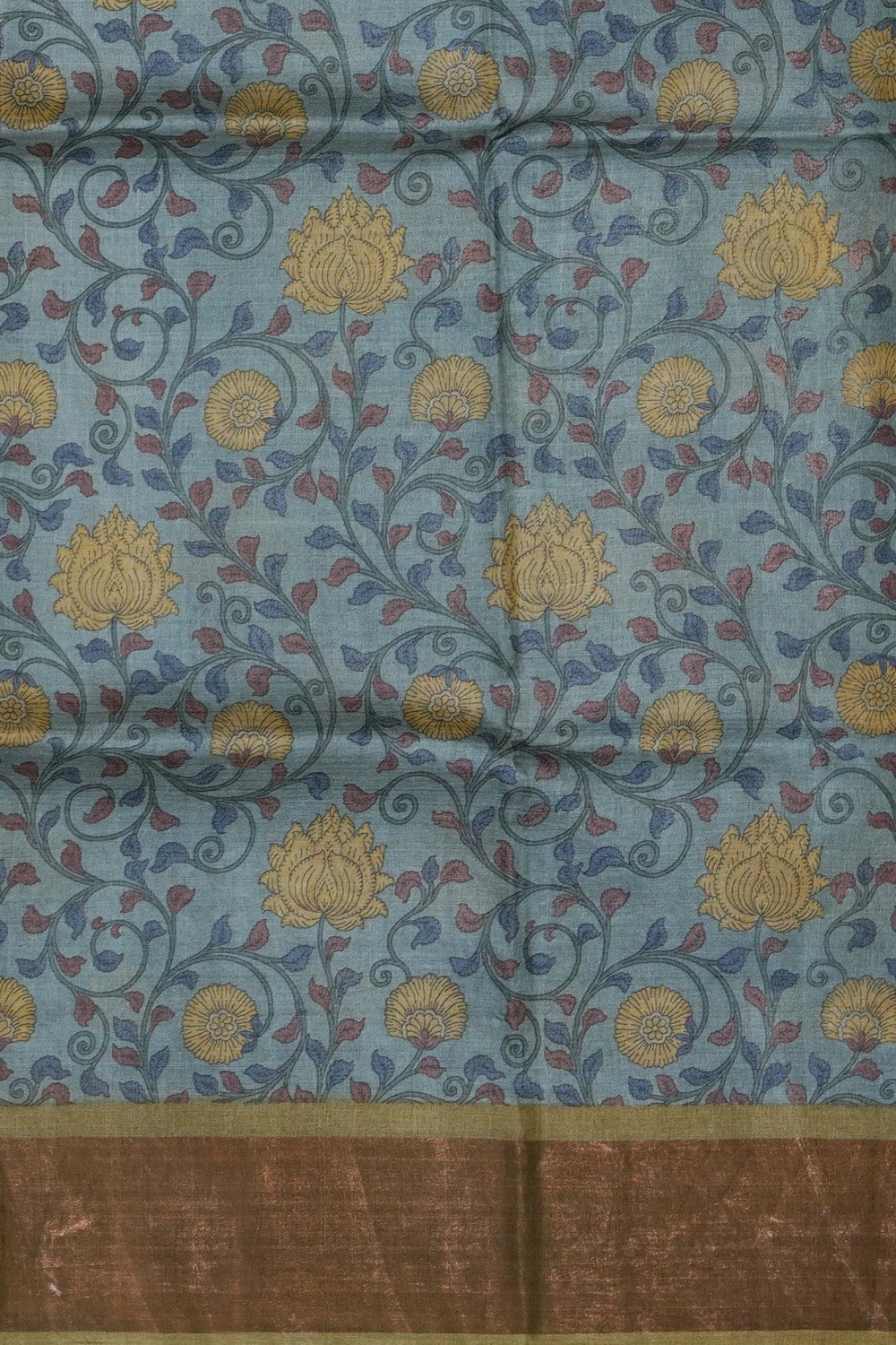 Image of Smoky-Grey Desi Tussar Silk Saree