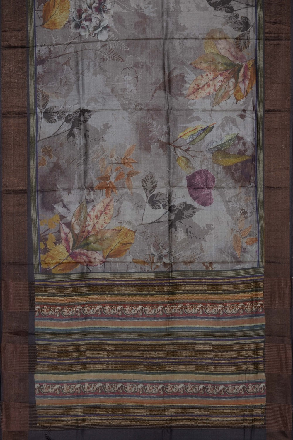 Image of Grey Desi Tussar Silk Saree