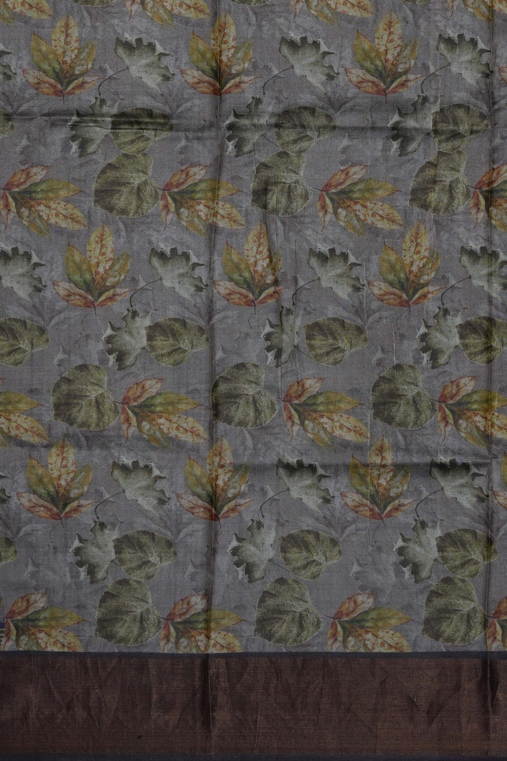 Image of Grey Desi Tussar Silk Saree