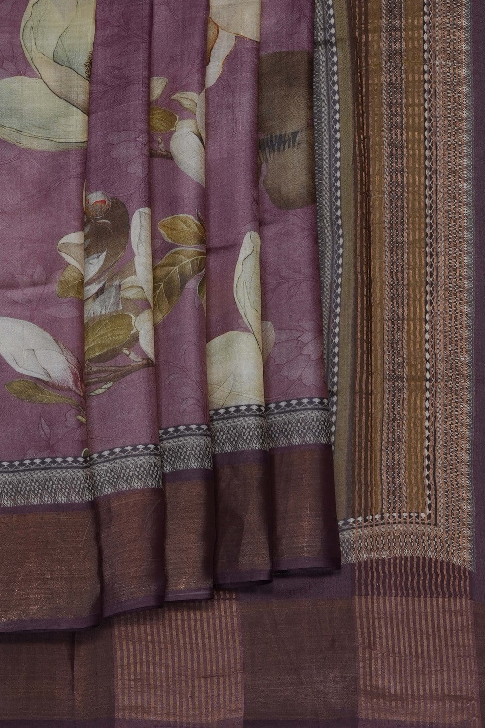 Image of Pink Desi Tussar Silk Saree