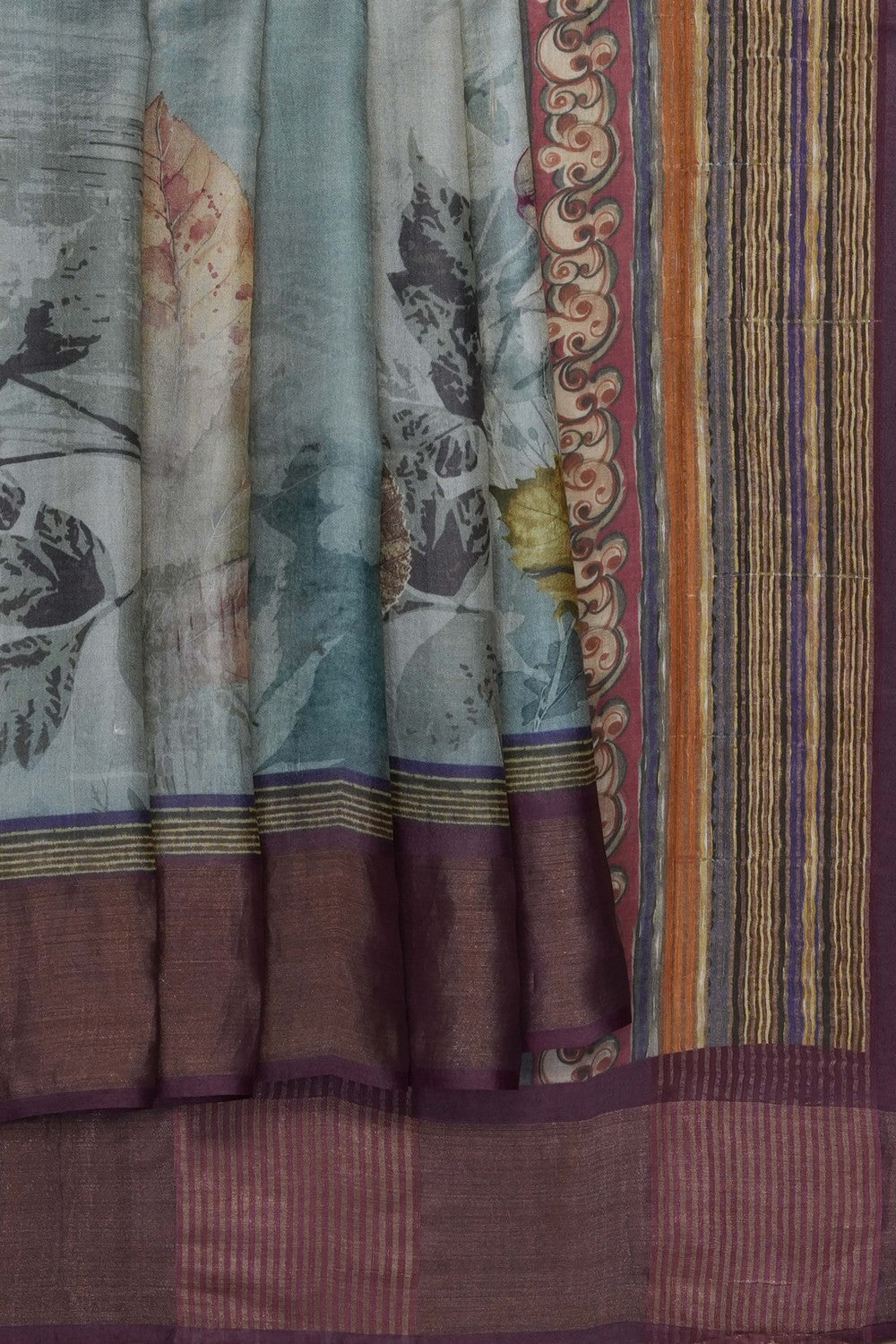 Image of Grey Desi Tussar Silk Saree