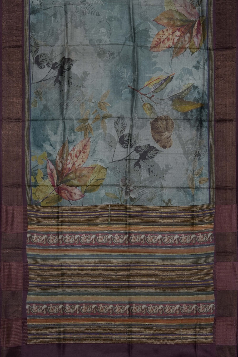 Image of Grey Desi Tussar Silk Saree