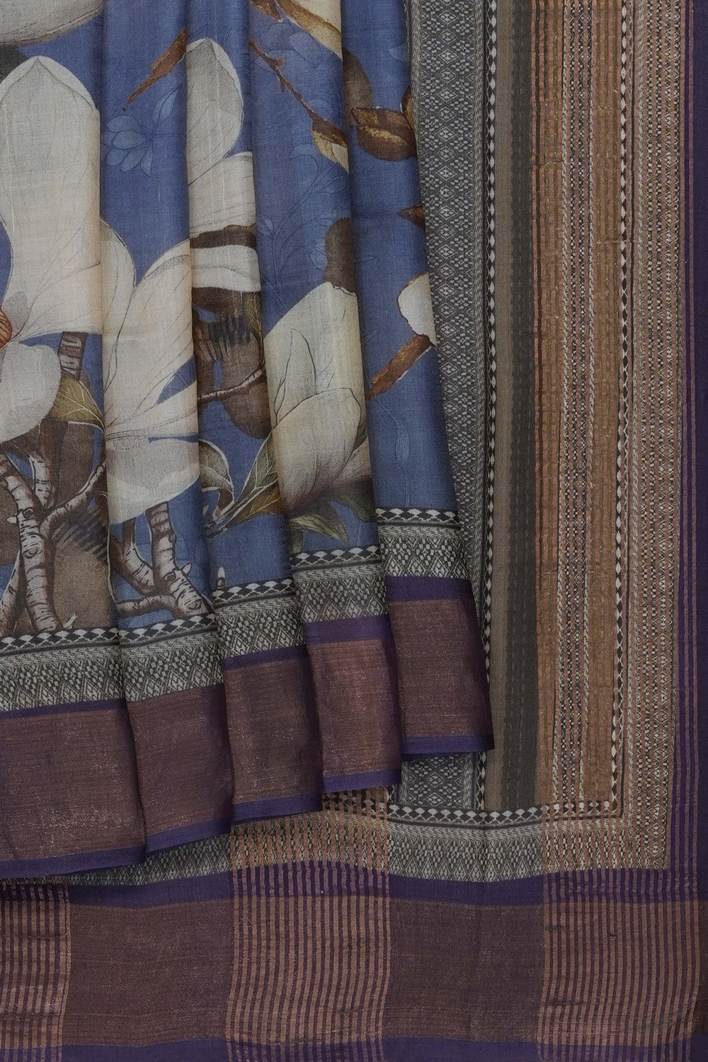 Image of Grey Desi Tussar Silk Saree