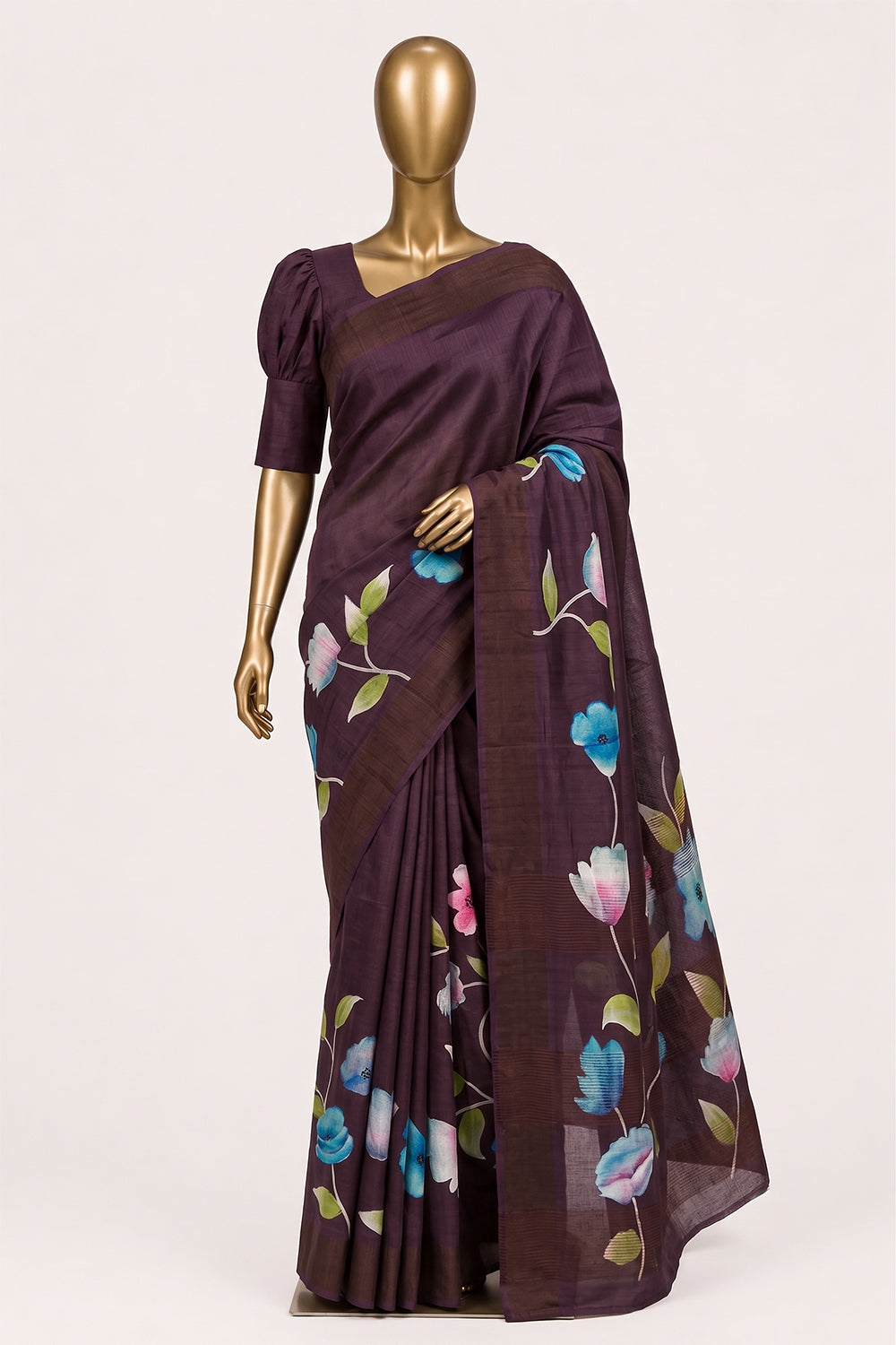 Image of Brown Desi Tussar Silk Saree