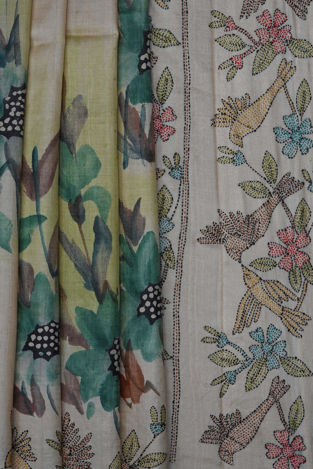 Image of Cream Desi Tussar Silk Saree