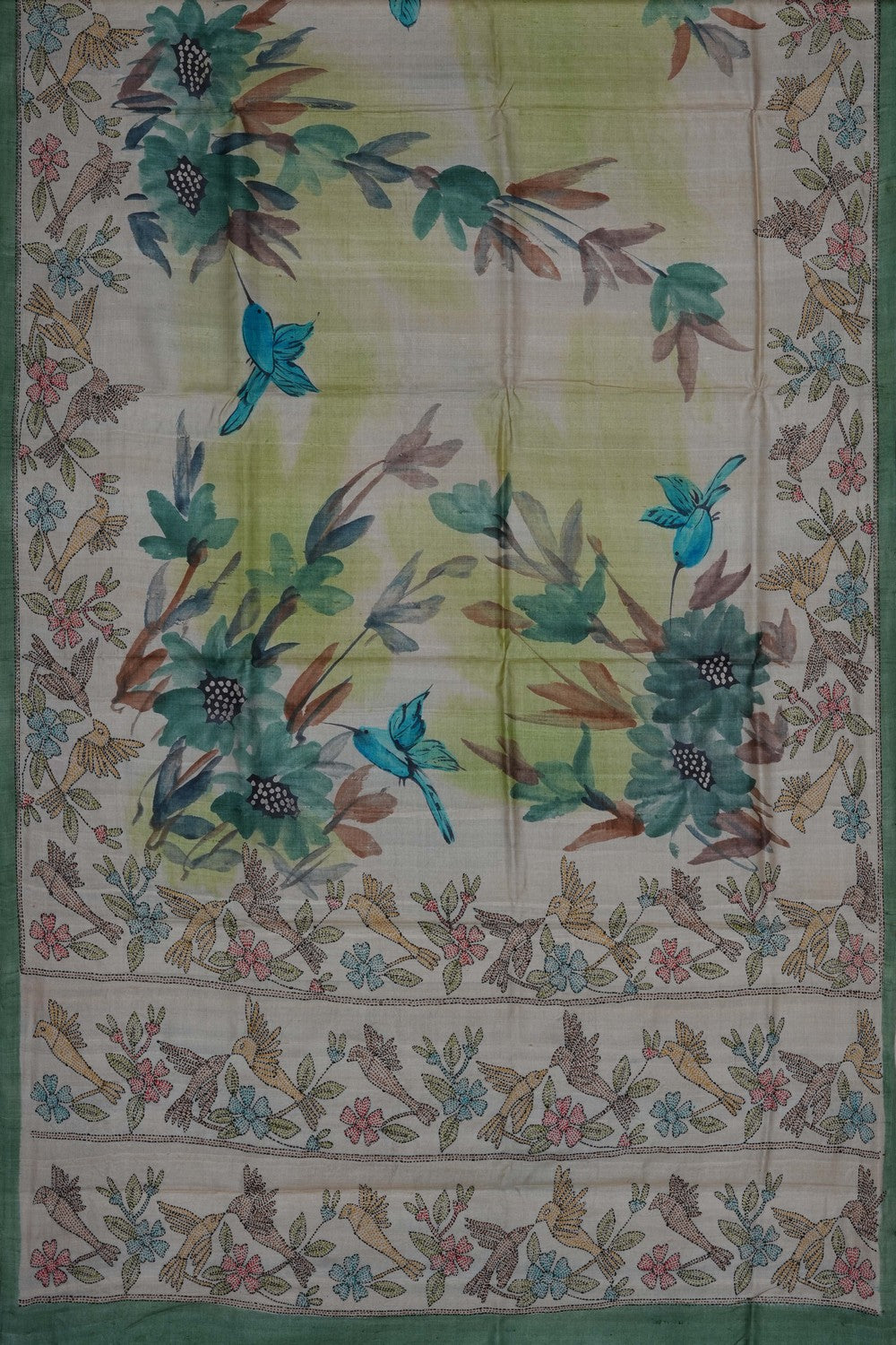 Image of Cream Desi Tussar Silk Saree