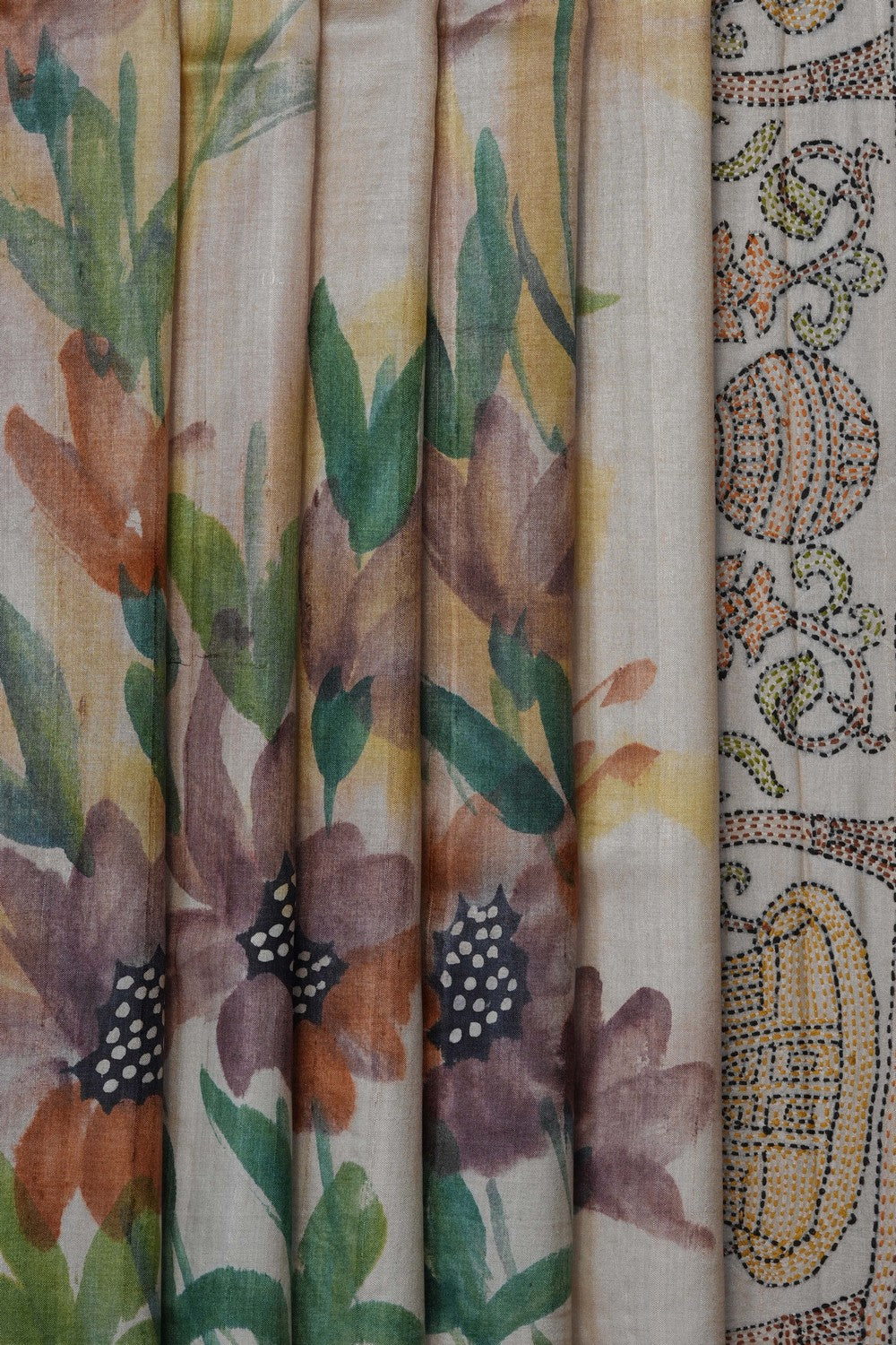 Image of Cream Desi Tussar Silk Saree