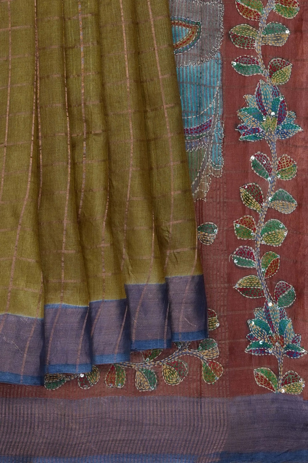Image of Green Desi Tussar Silk Saree