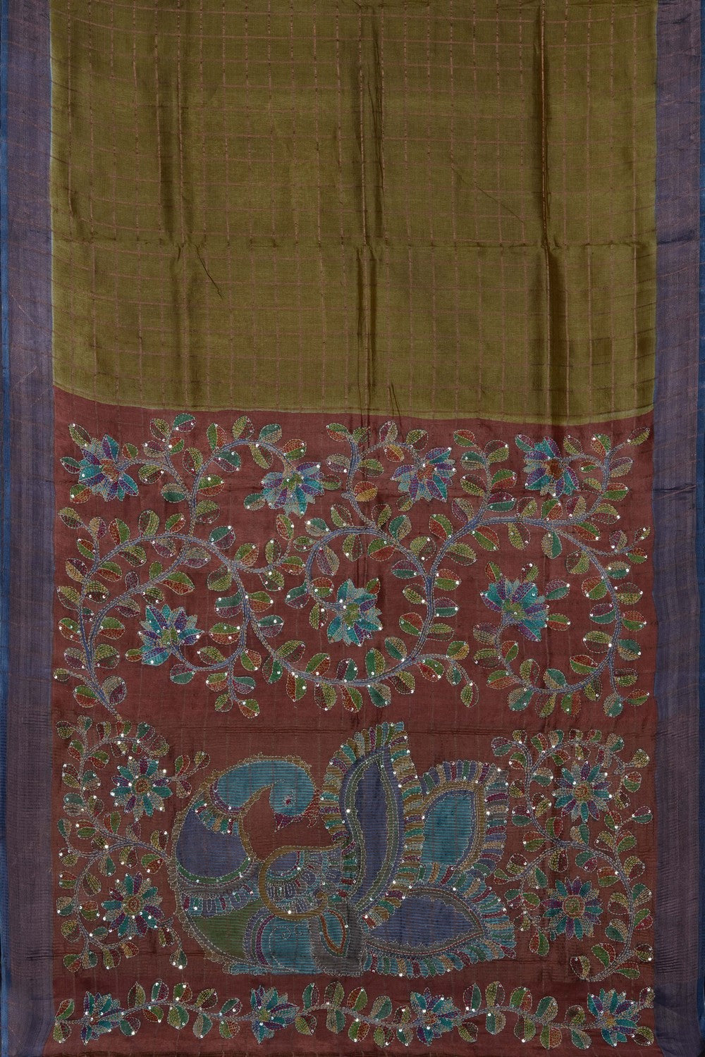 Image of Green Desi Tussar Silk Saree