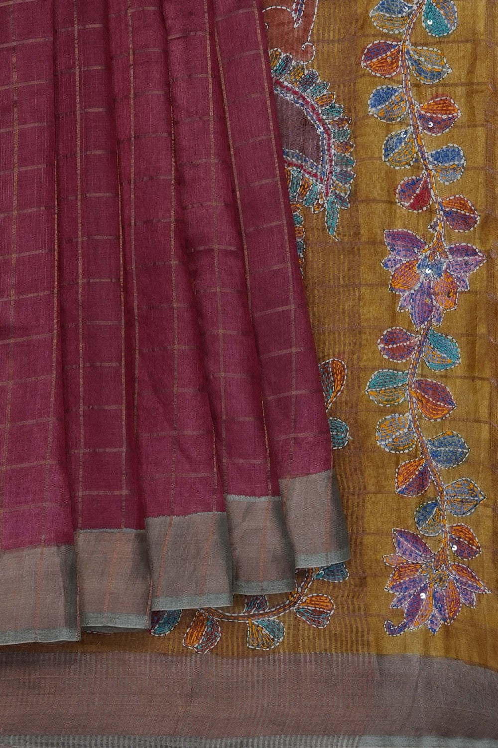 Image of Red Desi Tussar Silk Saree