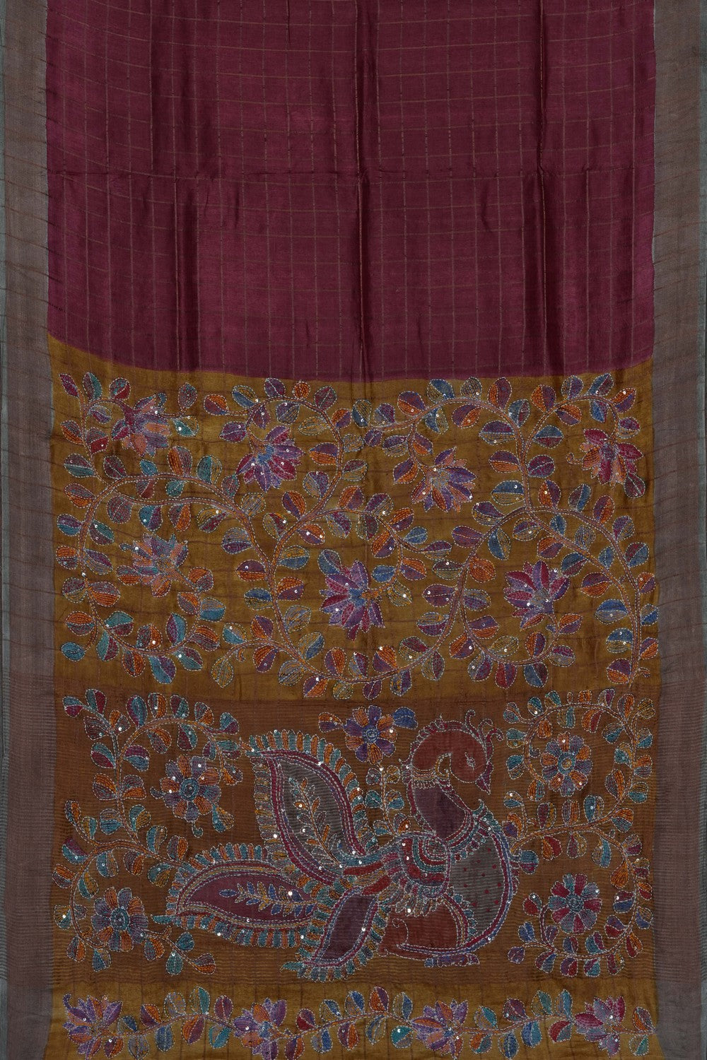 Image of Red Desi Tussar Silk Saree