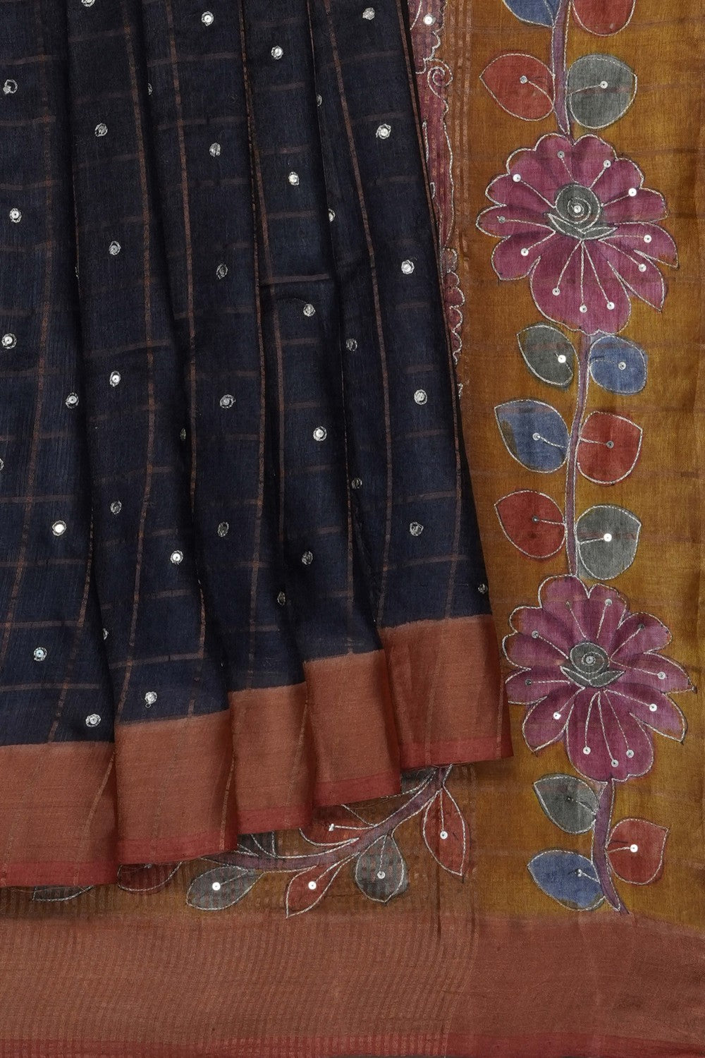 Image of Black Desi Tussar Silk Saree