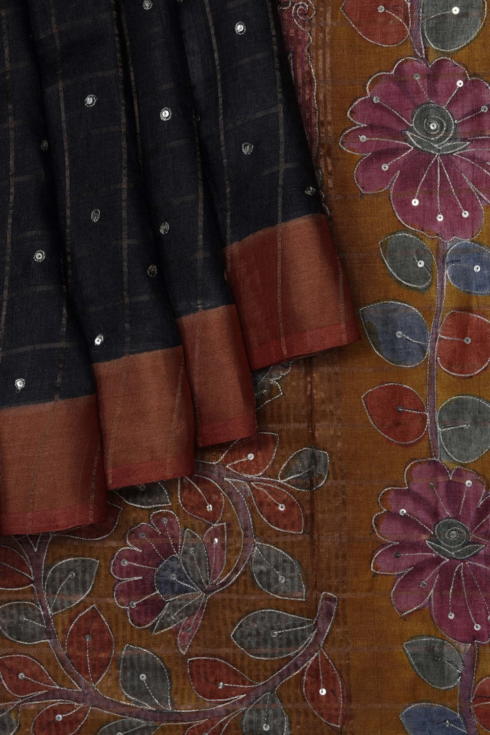 Image of Black Desi Tussar Silk Saree