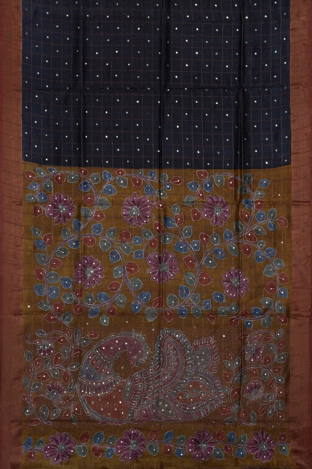 Image of Black Desi Tussar Silk Saree