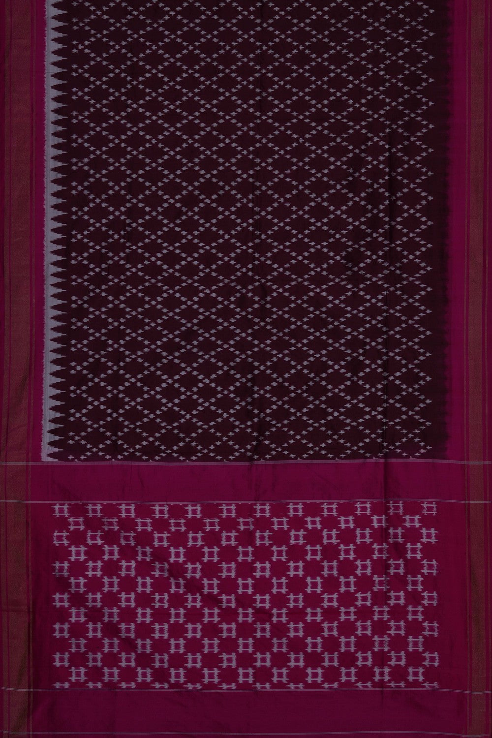 Image of Brown Pochampally Ikat Silk Saree
