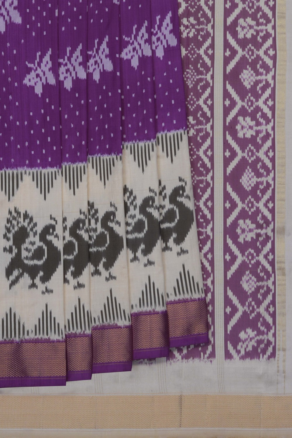 Image of Purple Pochampally Ikat Silk Saree