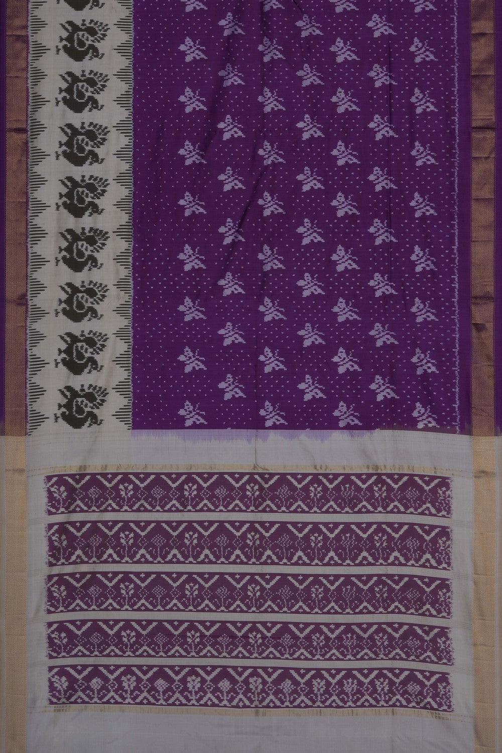 Image of Purple Pochampally Ikat Silk Saree