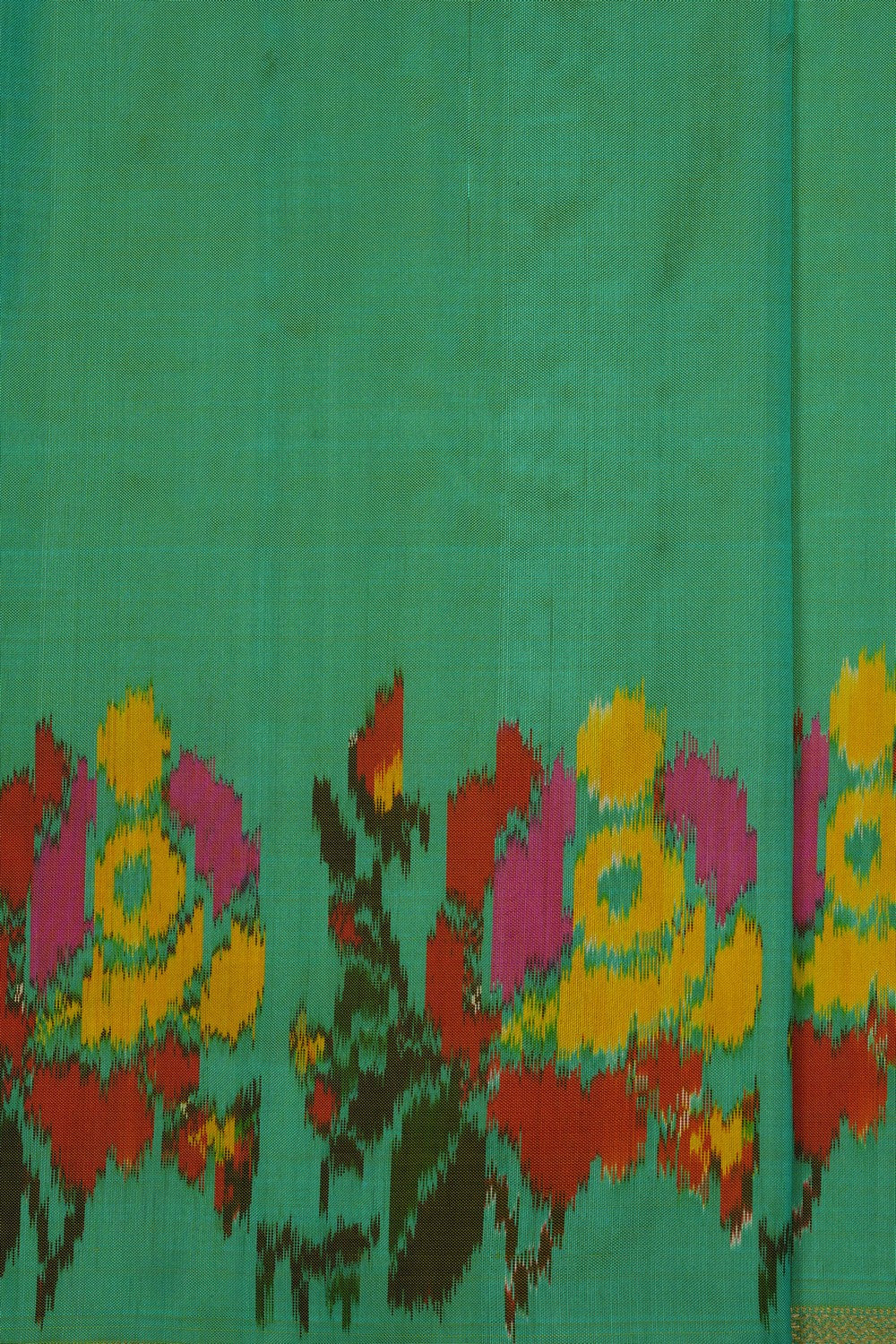 Image of Sea Green Pochampally Ikat Silk Saree