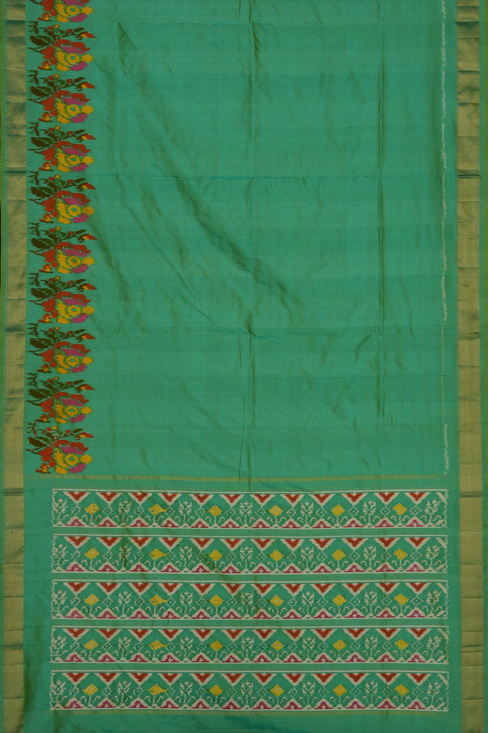 Image of Sea Green Pochampally Ikat Silk Saree