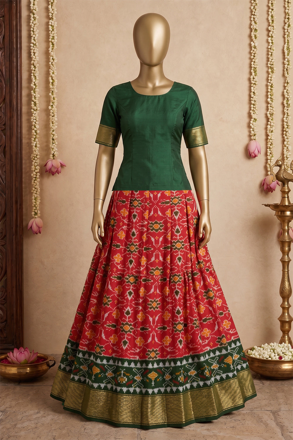 Image of Pochampally Ikat Pavada Unstitched Set