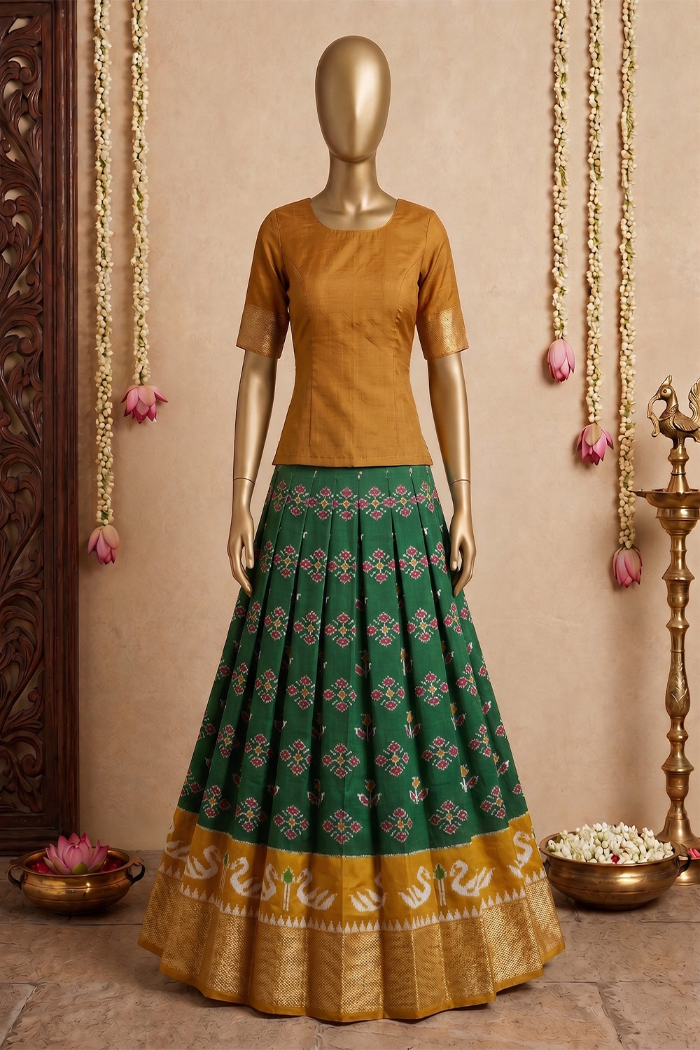 Image of Pochampally Ikat Pavada Unstitched Set