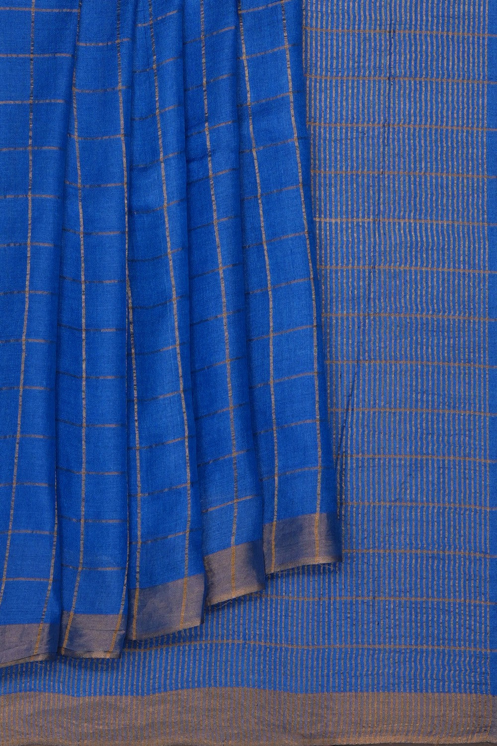 Image of Blue Desi Tussar Silk Saree