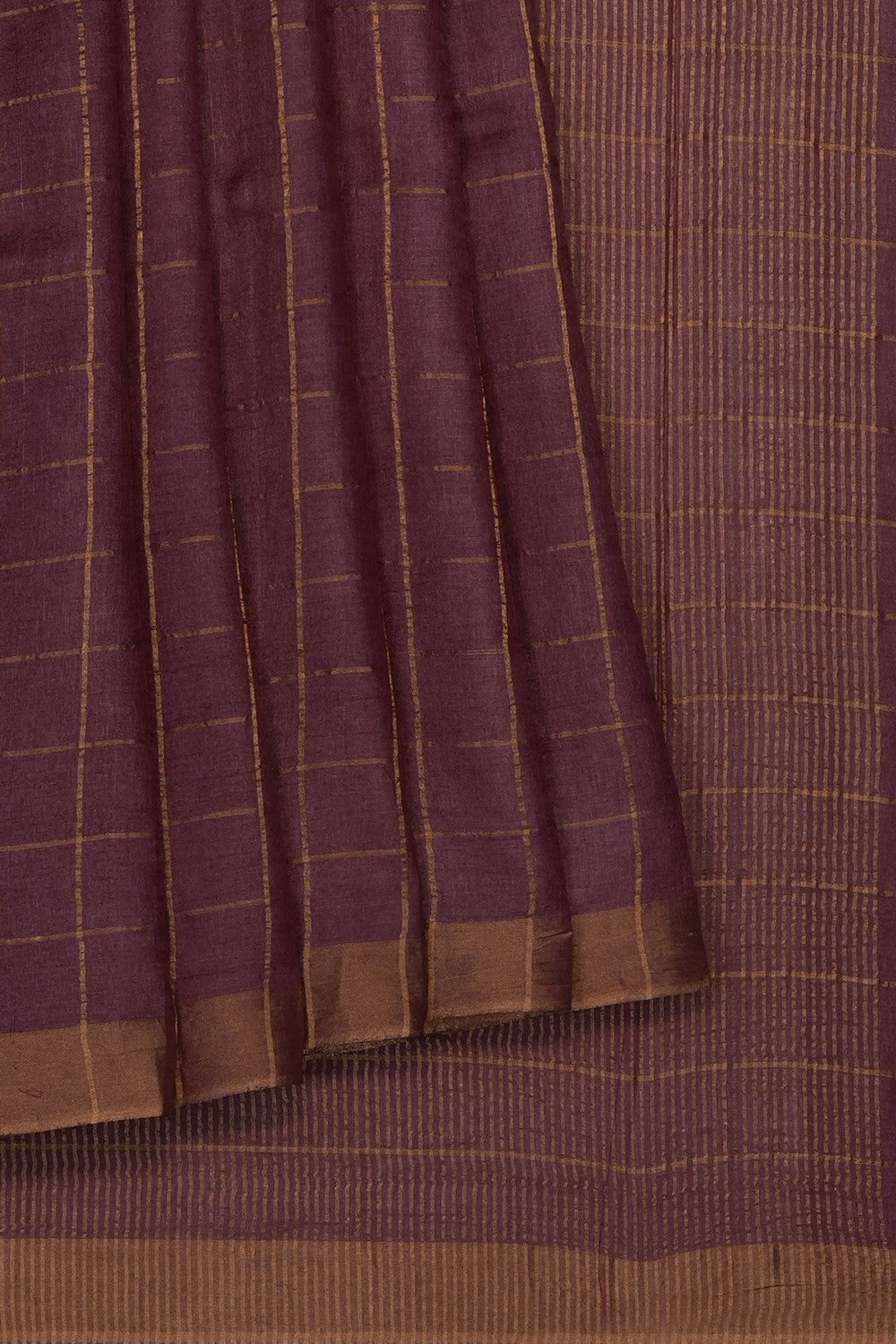 Image of Caramel Maroon Desi Tussar Silk Saree
